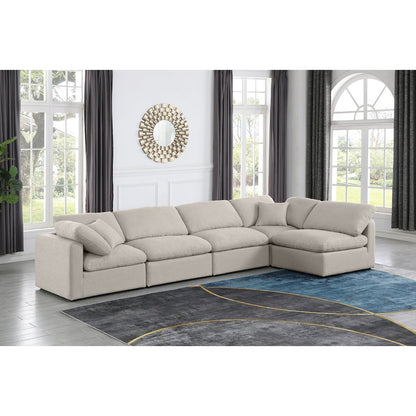 Indulge Beige Linen Textured Fabric Modular Sectional