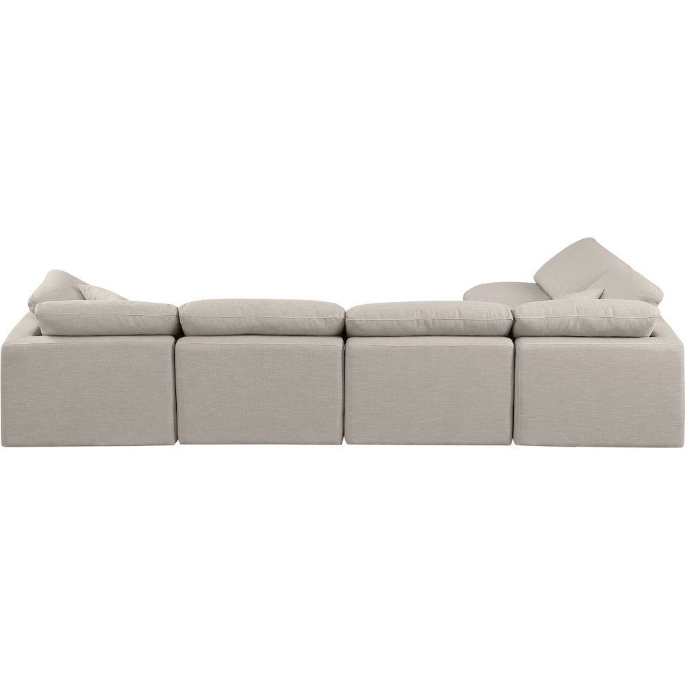 Indulge Beige Linen Textured Fabric Modular Sectional