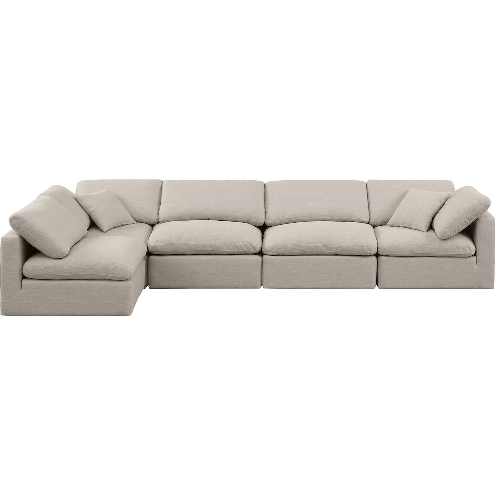 Indulge Beige Linen Textured Fabric Modular Sectional