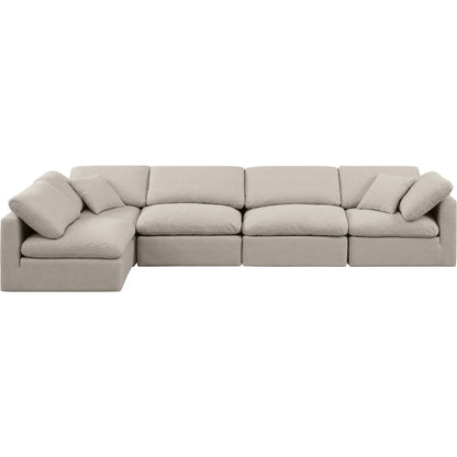 Indulge Beige Linen Textured Fabric Modular Sectional