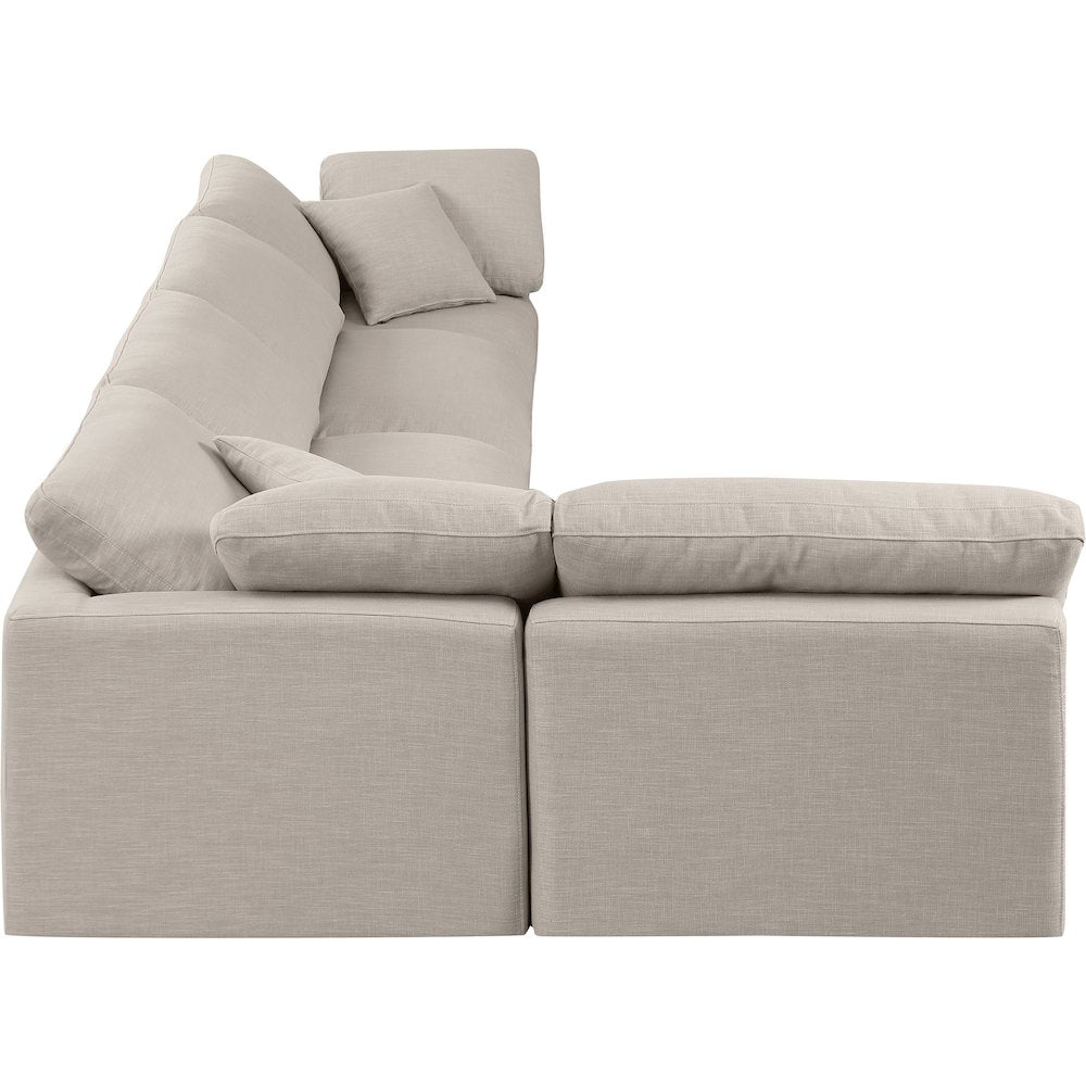 Indulge Beige Linen Textured Fabric Modular Sectional