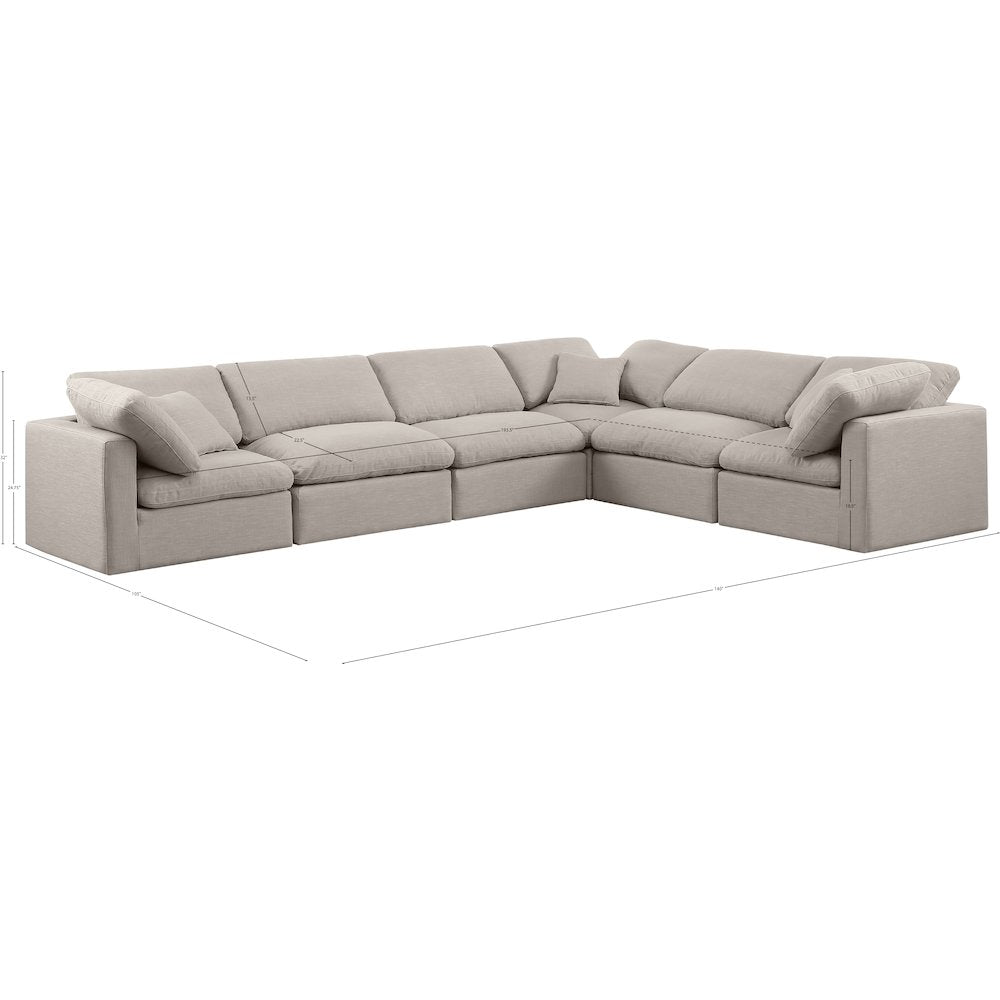 Indulge Beige Linen Textured Fabric Modular Sectional