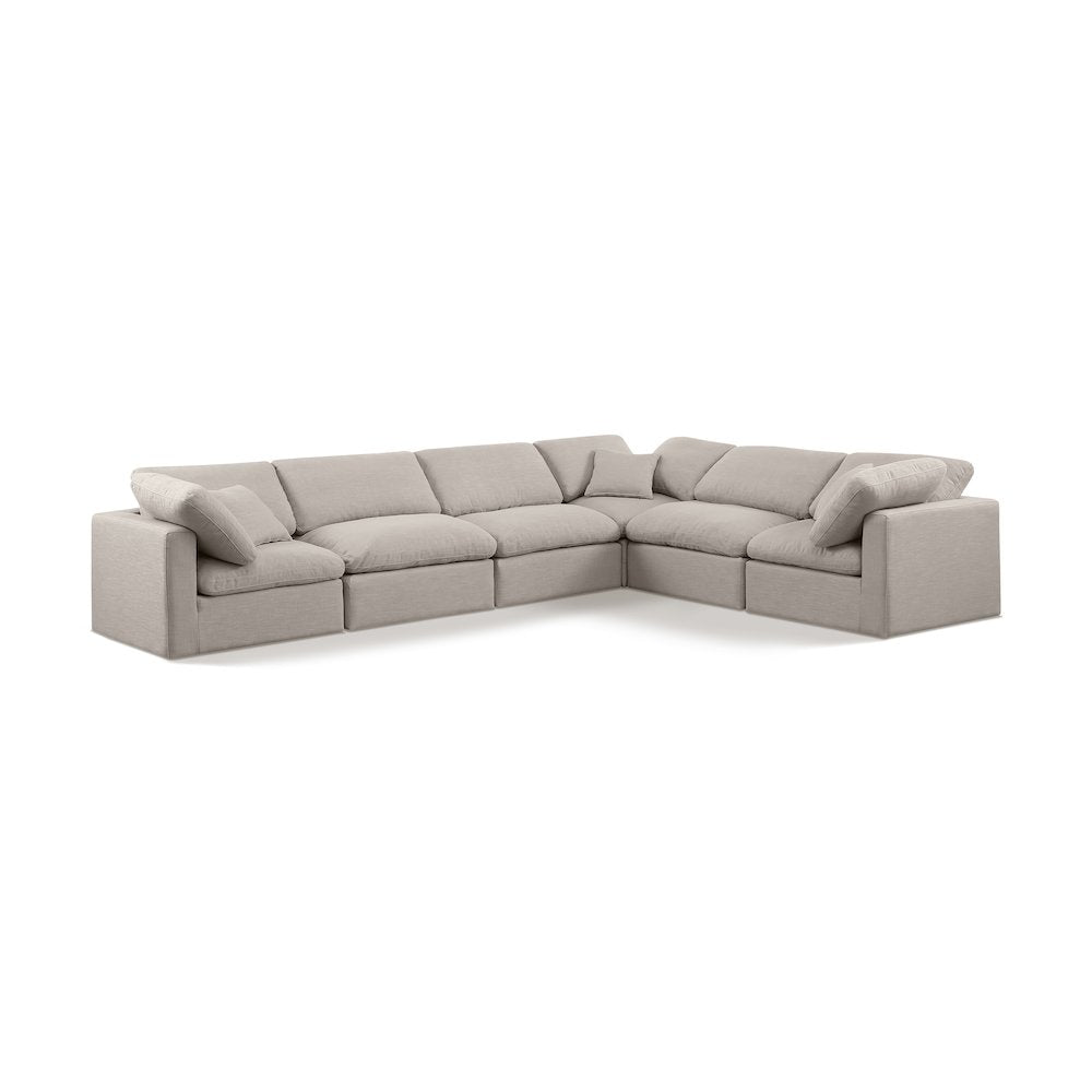 Indulge Beige Linen Textured Fabric Modular Sectional