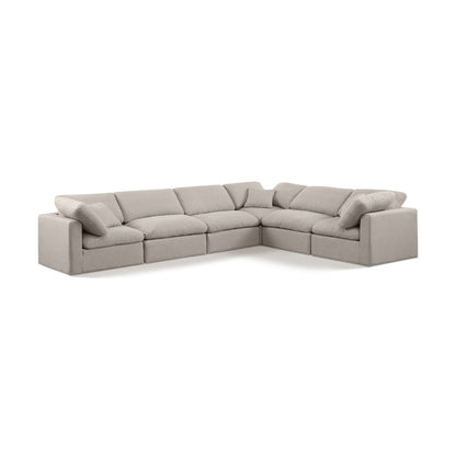 Indulge Beige Linen Textured Fabric Modular Sectional