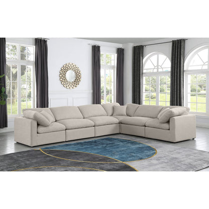 Indulge Beige Linen Textured Fabric Modular Sectional