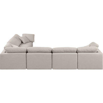 Indulge Beige Linen Textured Fabric Modular Sectional