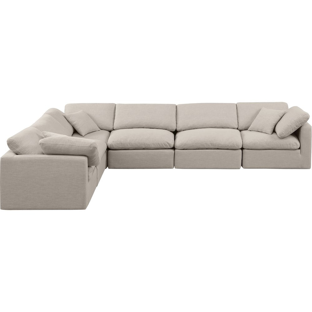 Indulge Beige Linen Textured Fabric Modular Sectional