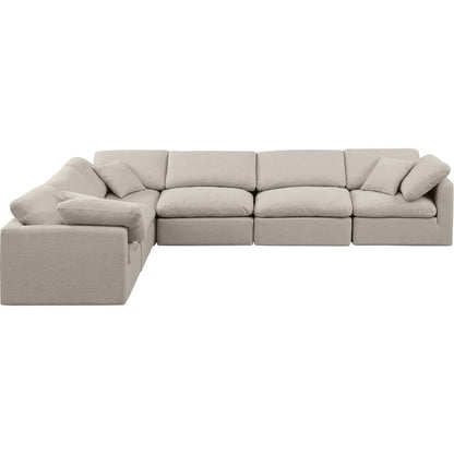 Indulge Beige Linen Textured Fabric Modular Sectional