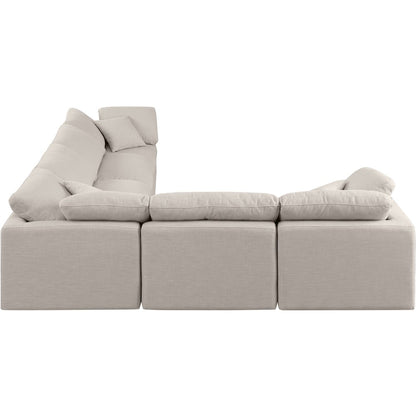 Indulge Beige Linen Textured Fabric Modular Sectional