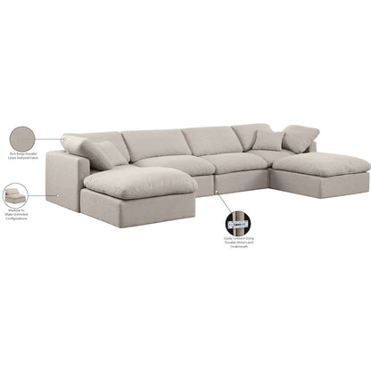 Indulge Beige Linen Textured Fabric Modular Sectional