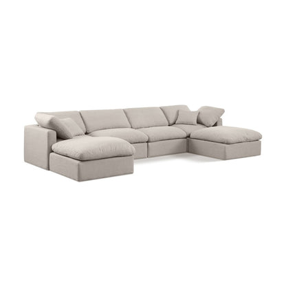 Indulge Beige Linen Textured Fabric Modular Sectional