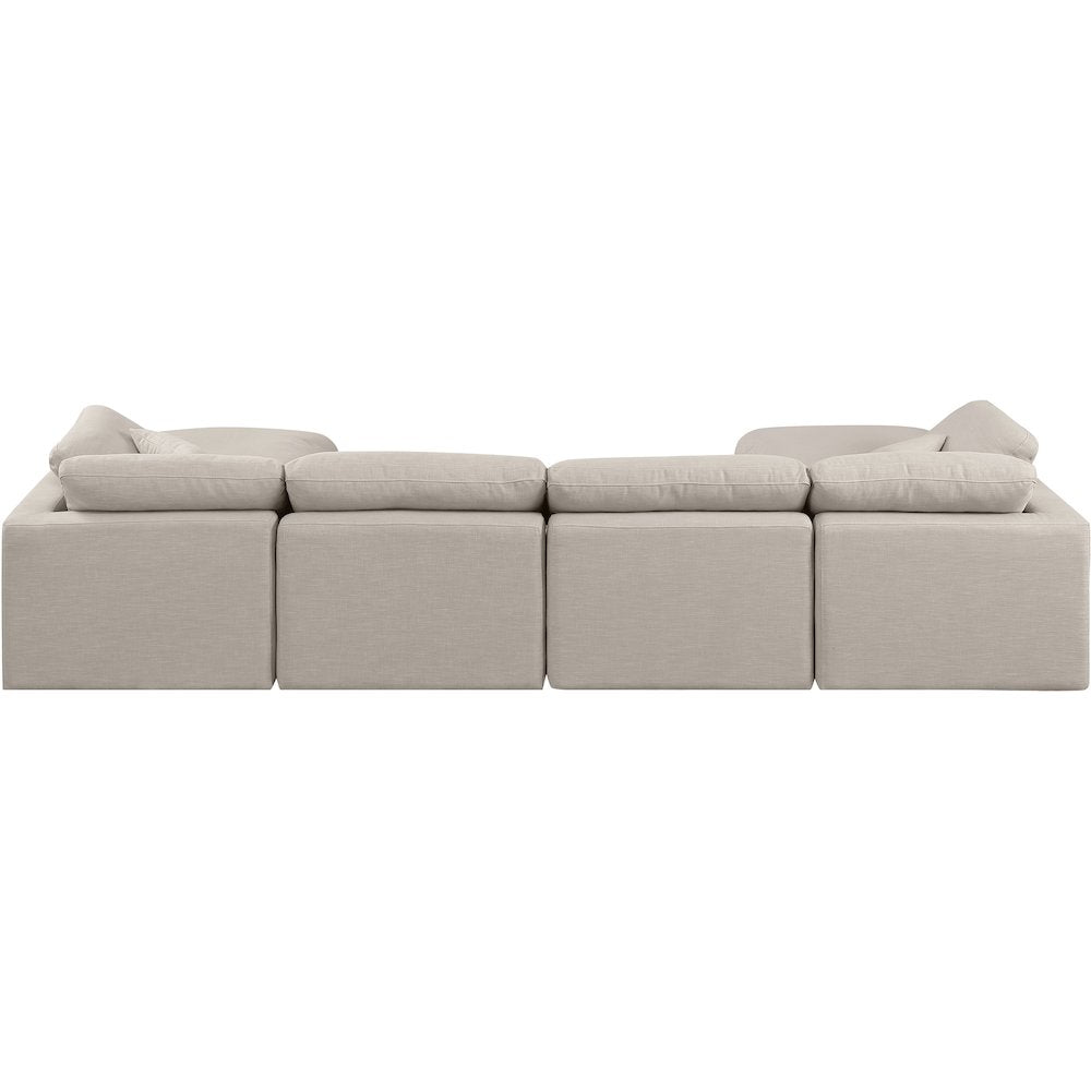 Indulge Beige Linen Textured Fabric Modular Sectional