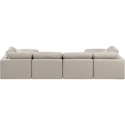 Indulge Beige Linen Textured Fabric Modular Sectional