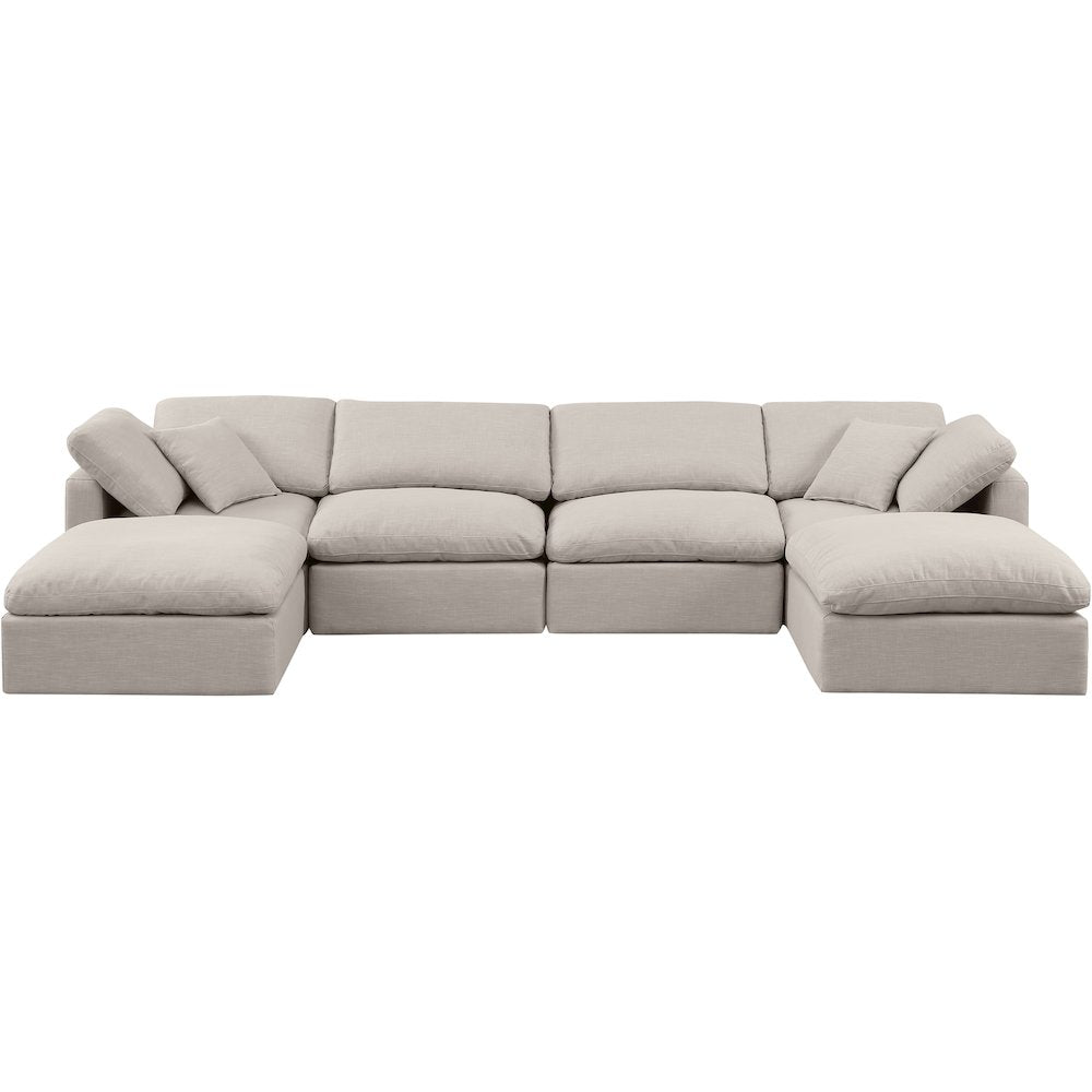Indulge Beige Linen Textured Fabric Modular Sectional