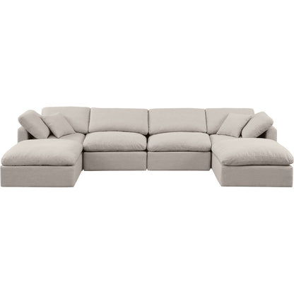 Indulge Beige Linen Textured Fabric Modular Sectional