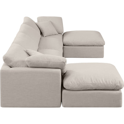 Indulge Beige Linen Textured Fabric Modular Sectional