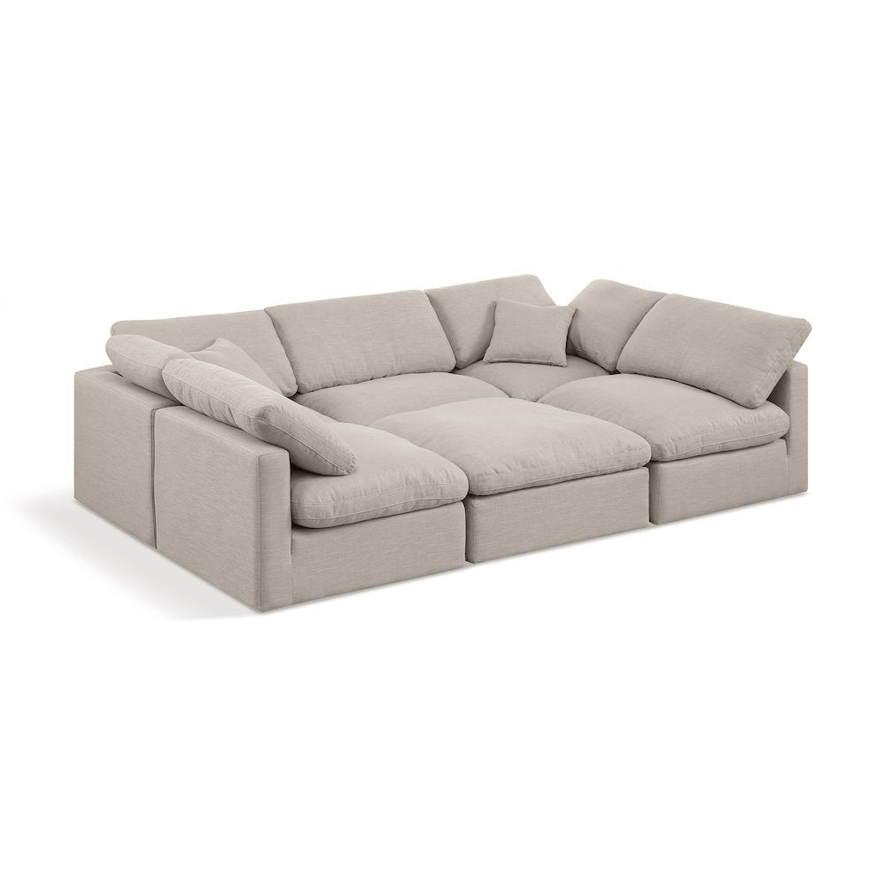 Indulge Beige Linen Textured Fabric Modular Sectional