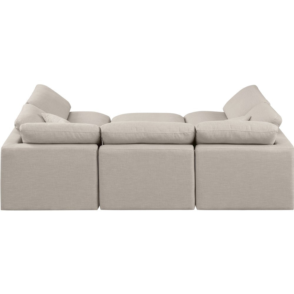 Indulge Beige Linen Textured Fabric Modular Sectional