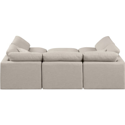 Indulge Beige Linen Textured Fabric Modular Sectional