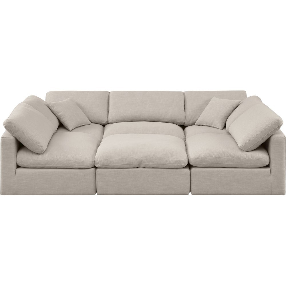 Indulge Beige Linen Textured Fabric Modular Sectional