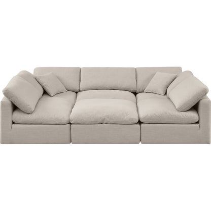 Indulge Beige Linen Textured Fabric Modular Sectional