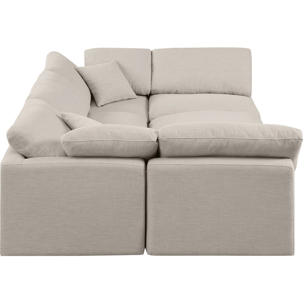 Indulge Beige Linen Textured Fabric Modular Sectional