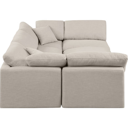 Indulge Beige Linen Textured Fabric Modular Sectional