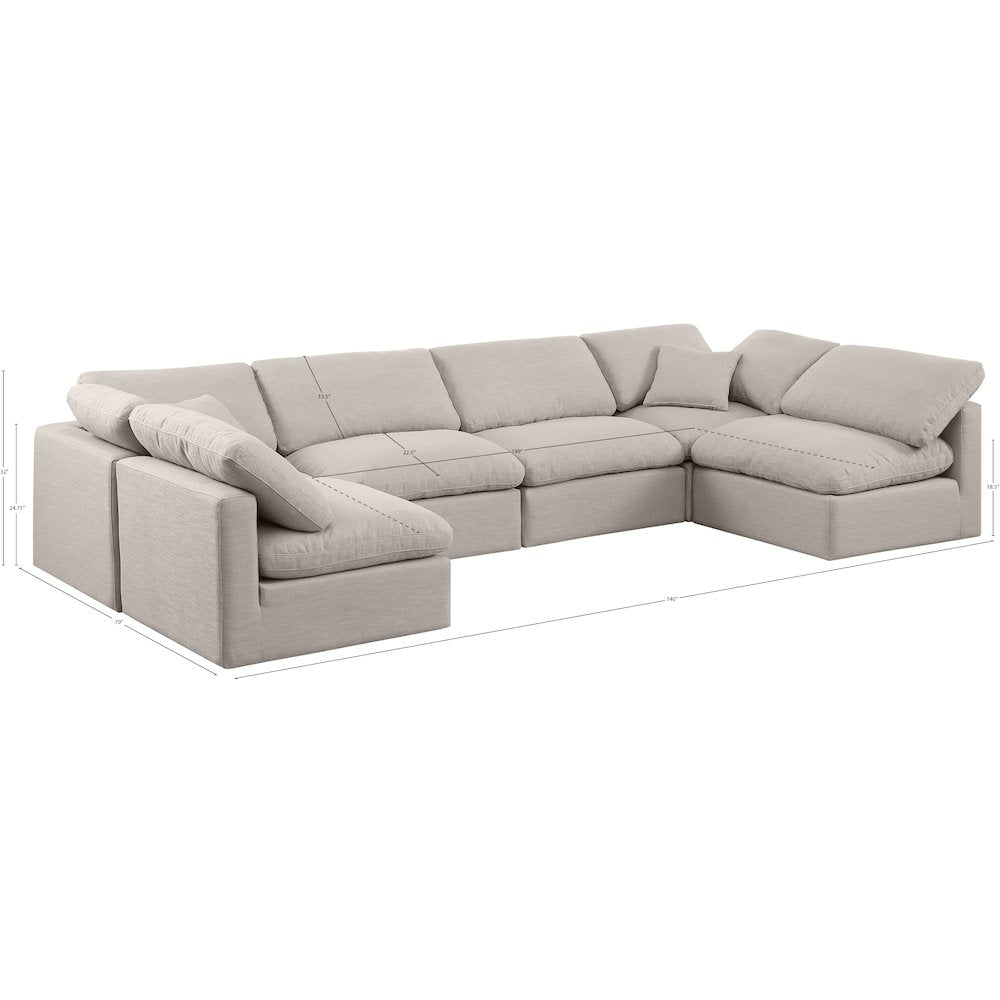Indulge Beige Linen Textured Fabric Modular Sectional