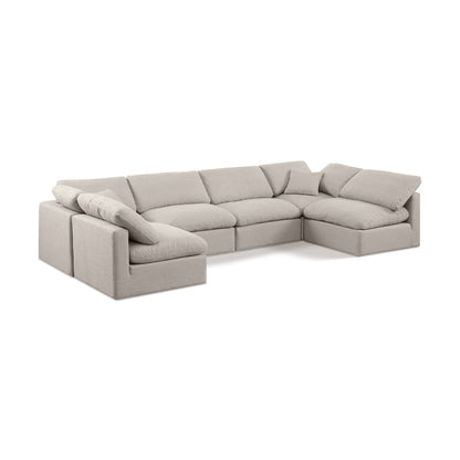 Indulge Beige Linen Textured Fabric Modular Sectional