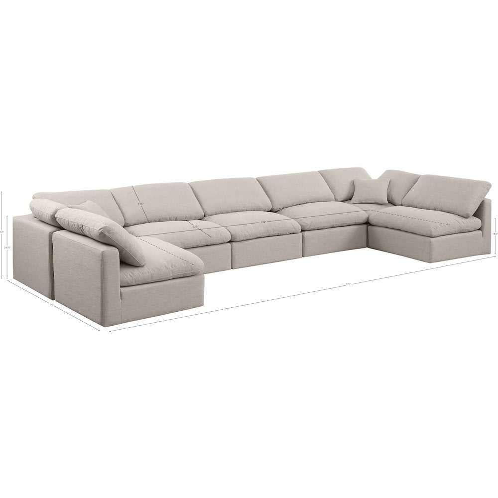 Indulge Beige Linen Textured Fabric Modular Sectional