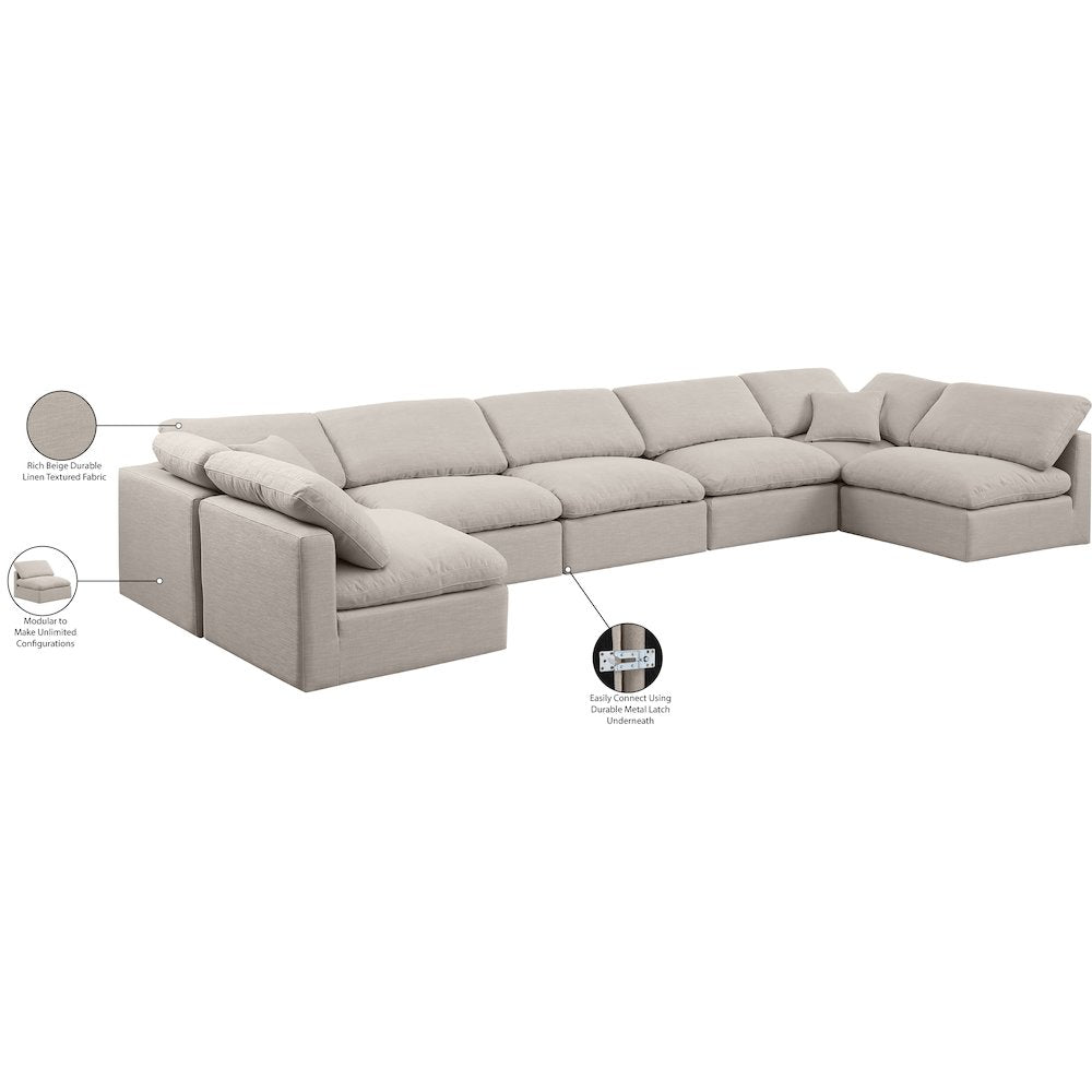 Indulge Beige Linen Textured Fabric Modular Sectional