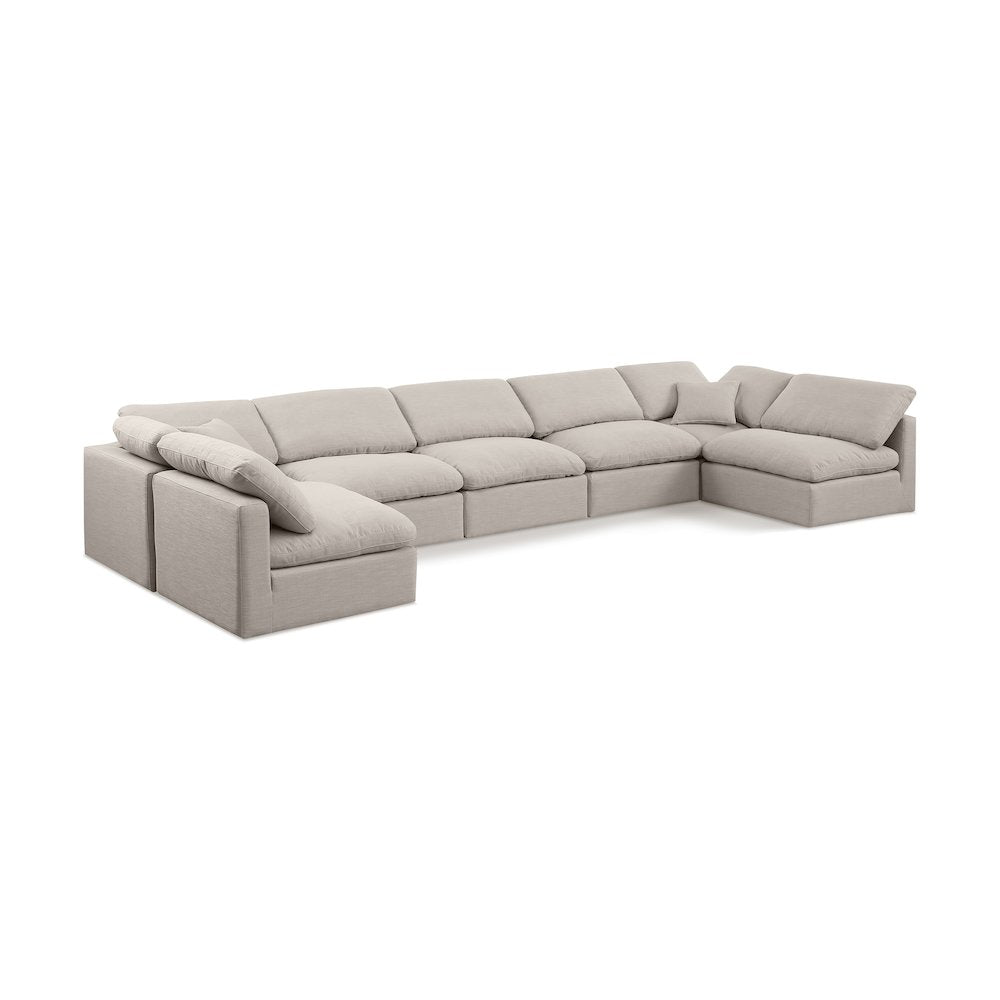 Indulge Beige Linen Textured Fabric Modular Sectional