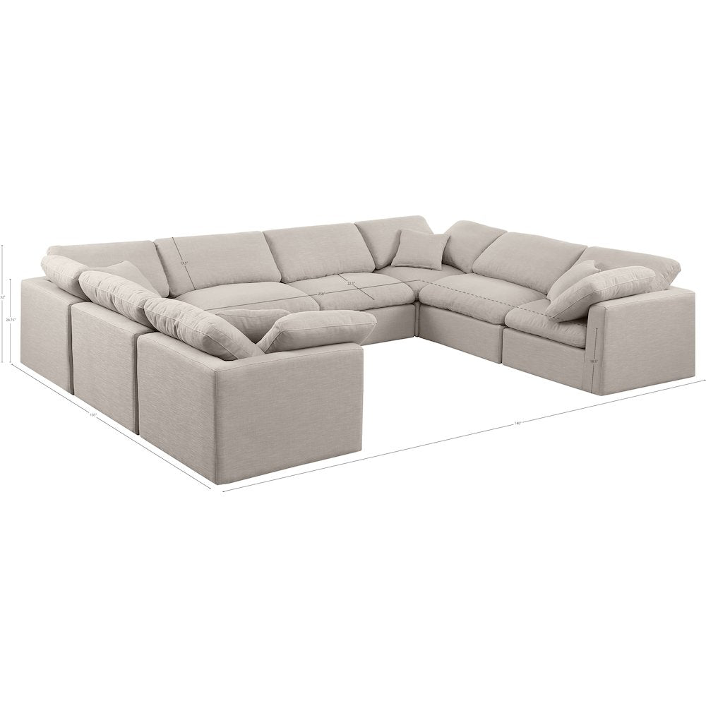 Indulge Beige Linen Textured Fabric Modular Sectional
