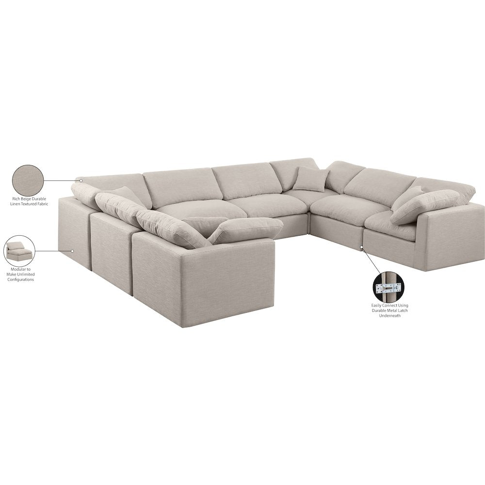 Indulge Beige Linen Textured Fabric Modular Sectional