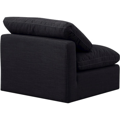 Indulge Black Linen Textured Fabric Armless Chair