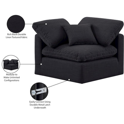Indulge Black Linen Textured Fabric Corner Chair