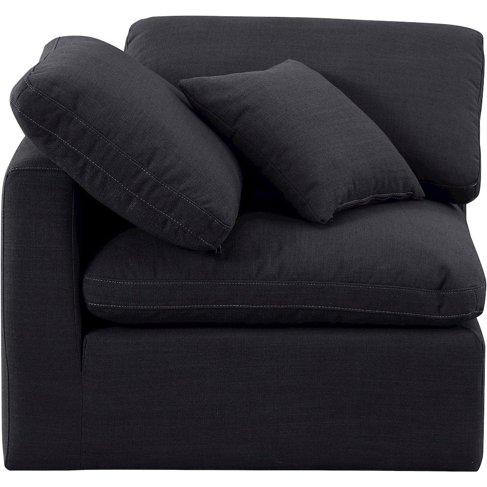 Indulge Black Linen Textured Fabric Corner Chair