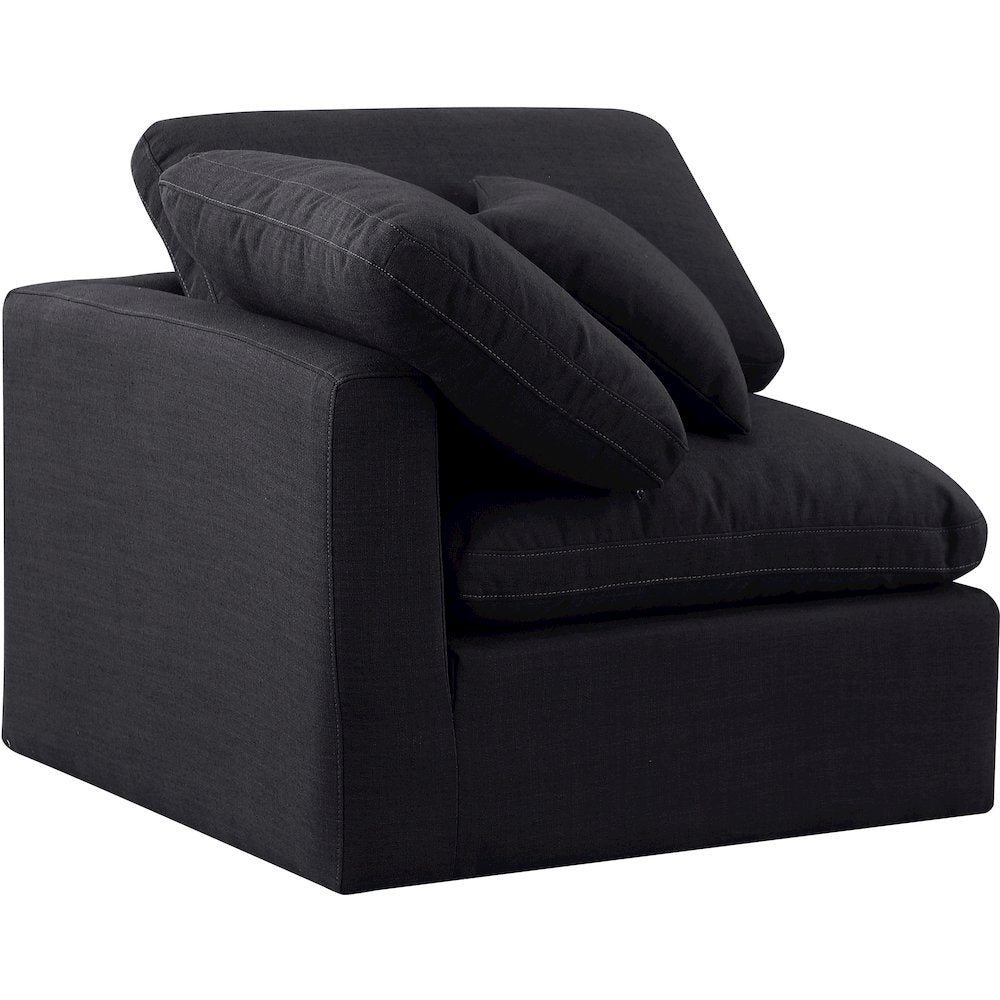 Indulge Black Linen Textured Fabric Corner Chair