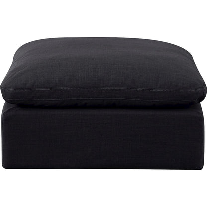 Indulge Black Linen Textured Fabric Ottoman