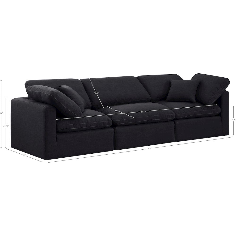 Indulge Black Linen Textured Fabric Modular Sofa