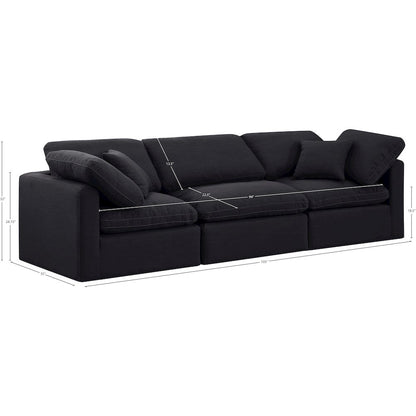 Indulge Black Linen Textured Fabric Modular Sofa