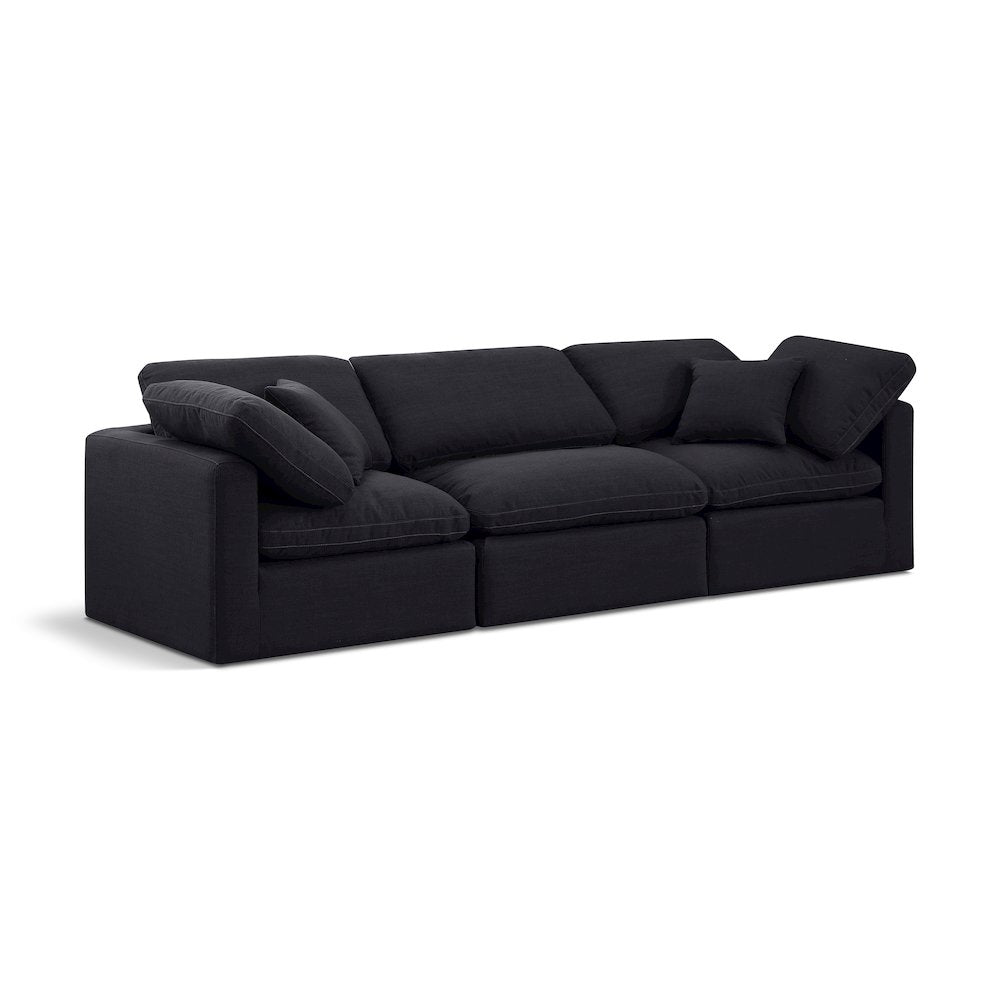 Indulge Black Linen Textured Fabric Modular Sofa