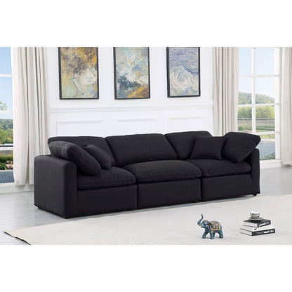 Indulge Black Linen Textured Fabric Modular Sofa