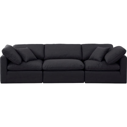 Indulge Black Linen Textured Fabric Modular Sofa
