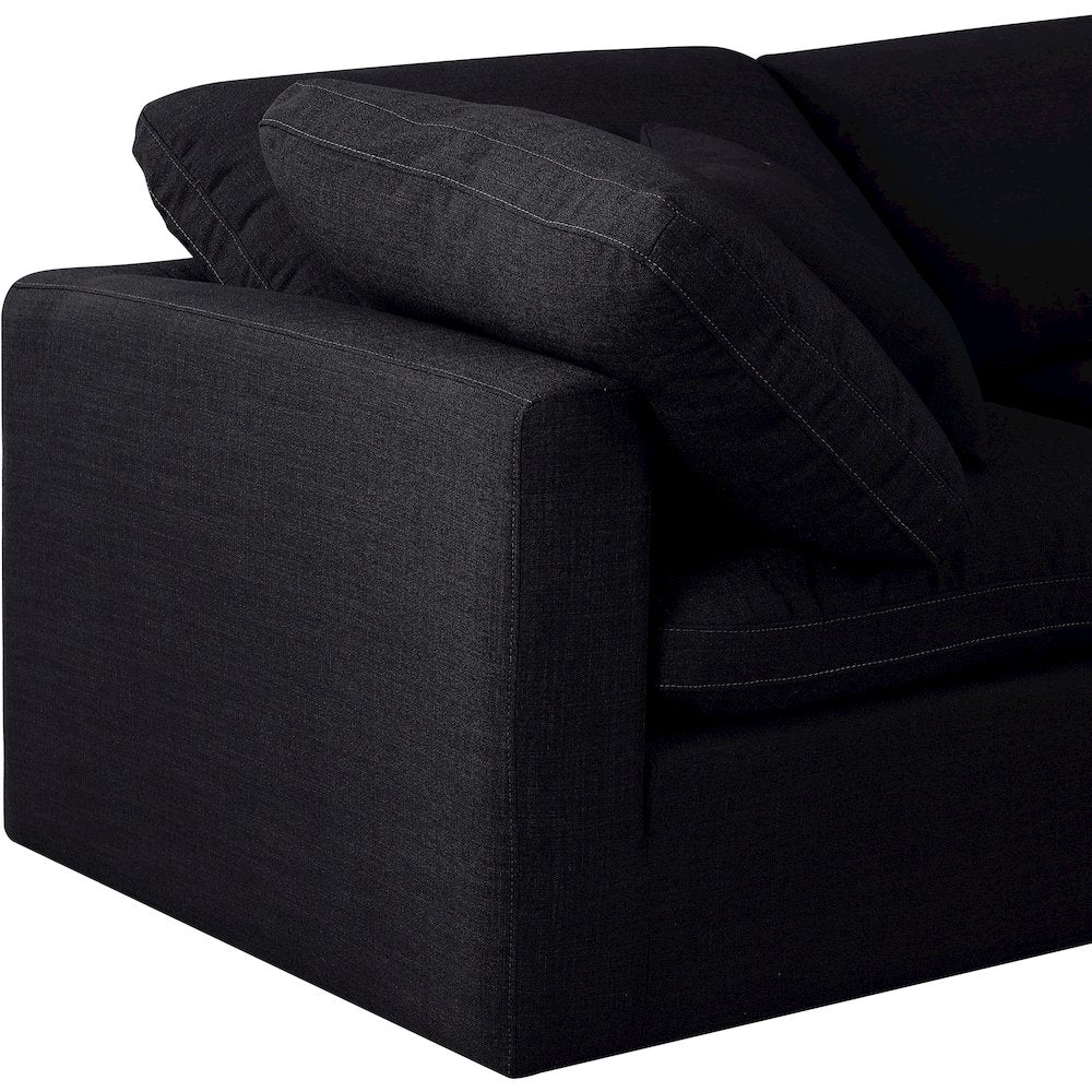 Indulge Black Linen Textured Fabric Modular Sofa