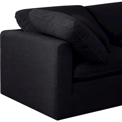 Indulge Black Linen Textured Fabric Modular Sofa