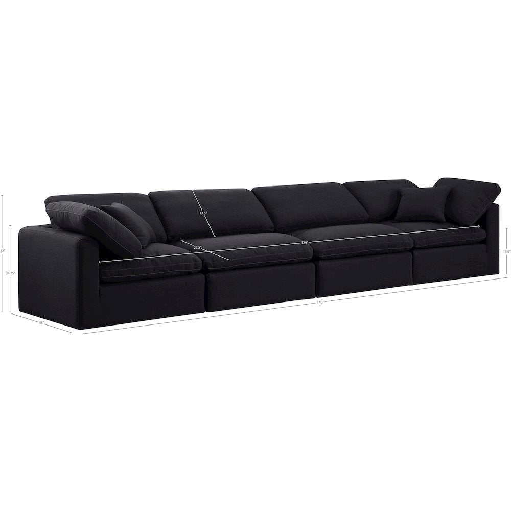 Indulge Black Linen Textured Fabric Modular Sofa