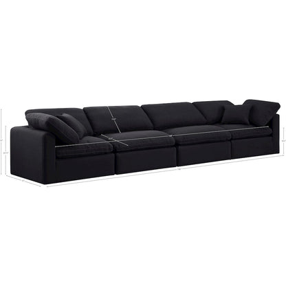 Indulge Black Linen Textured Fabric Modular Sofa