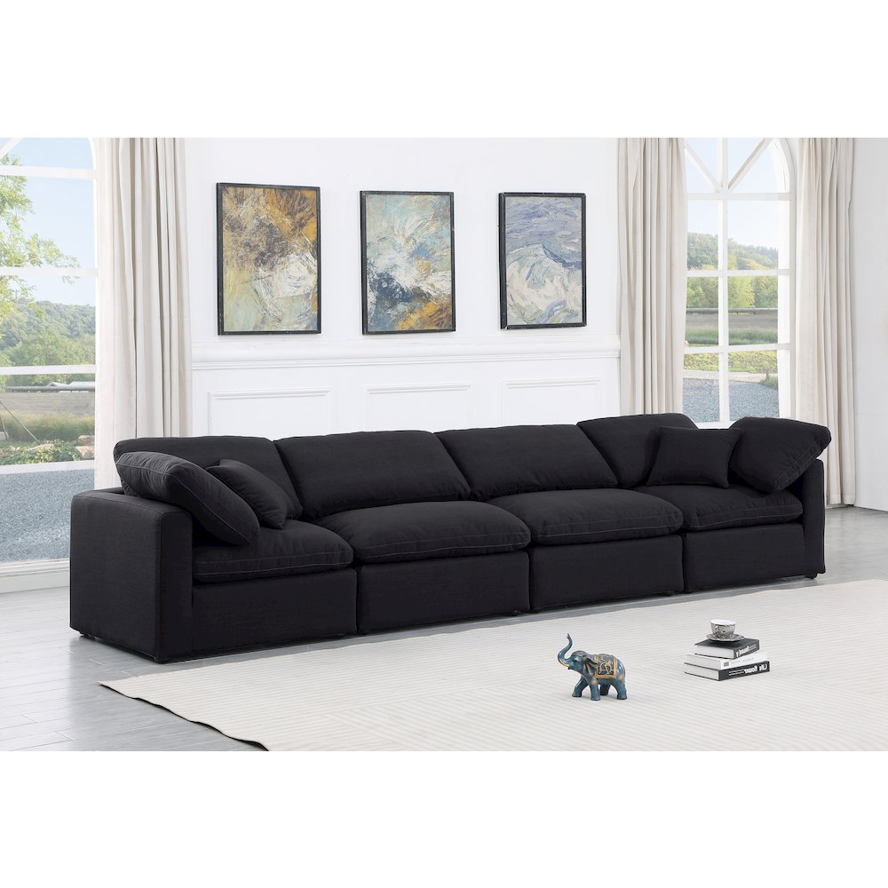 Indulge Black Linen Textured Fabric Modular Sofa