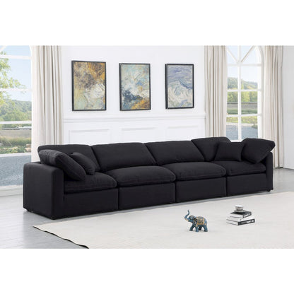 Indulge Black Linen Textured Fabric Modular Sofa